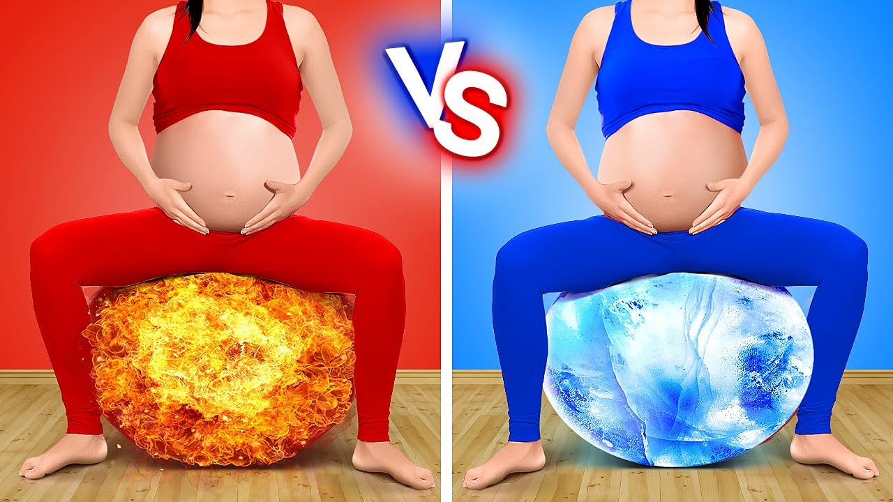 Hot Vs Cold Pregnant Girl On Fire Vs Icy Girl Challenge By 123 Go Genius Youtube 
