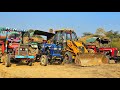Eicher 380 Mahindra 275 2 Massey 241 Tractor Stuck in Mud Overturned with JCB 3dx । Jcb and Tractor