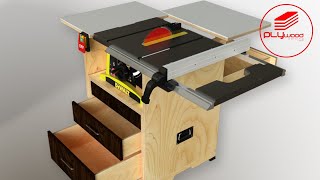 Portable Table Saw Workbench with folding table and dust container