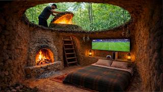This Hidden Tree Stump Shelter Is Warm & Cozy (Full Build)