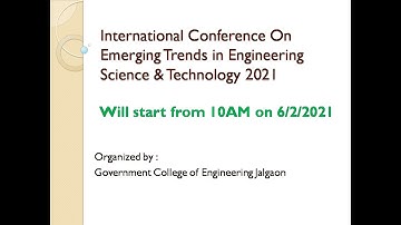 International Conference On Emerging Trends in Engineering Science & Technology - ICETEST 2021