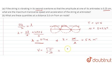 A string of linear mass density `5.0 xx 10^-3` kg//m is stretched under a tension of 65 N betwee...