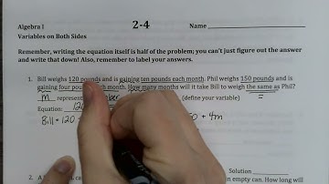 Variables on Both Sides Word Problems