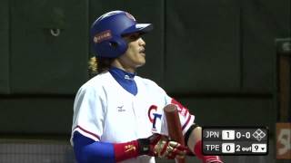 20131110 中日經典棒球賽 日本武士VS中華戰士 9下 益田直也不愧是守護神,詭譎球路,讓陽岱鋼揮棒落空QQ