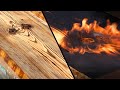 БЫСТРОЕ СОСТАРИВАНИЕ БРАШИРОВКА ДРЕВЕСИНЫ СЛЭБОВ ОГНЕМ | Fast Aging of Wood by Fire | VIDEO 4K