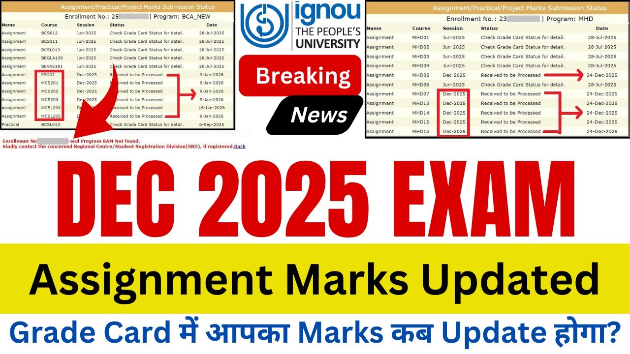 IGNOU December 2025 Assignment Marks Updated | IGNOU Assignment Status ...