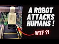 A robot attacks humans 