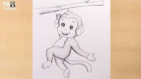 How to draw Happy Baby monkey on a tree@TaposhiartsAcademy