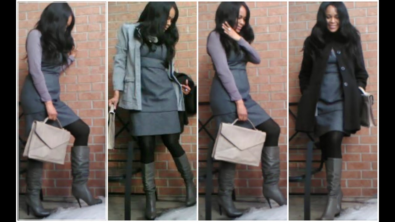 Ootd Office Work Shades Of Grey Tweed Dress Paired With Below Ootd Office Work Shades Of Grey Tweed Dress Paired With Below The Knee Boot