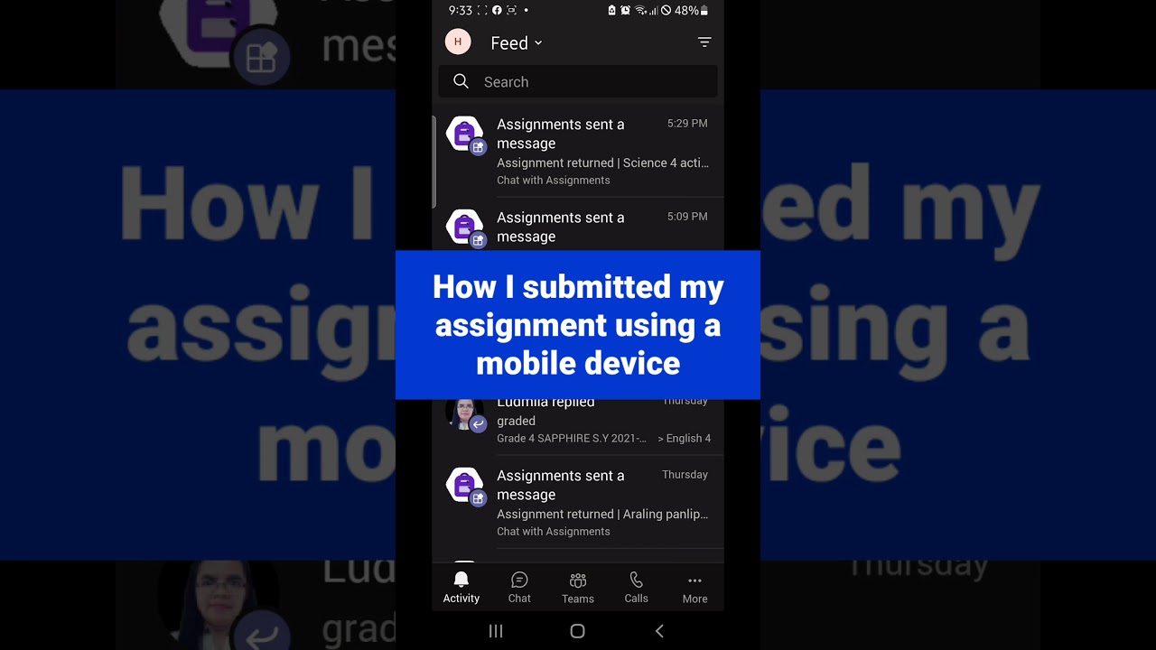 How I submitted my assignment in MS Teams using Mobile Android Device