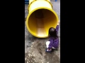 Playing slide with papa