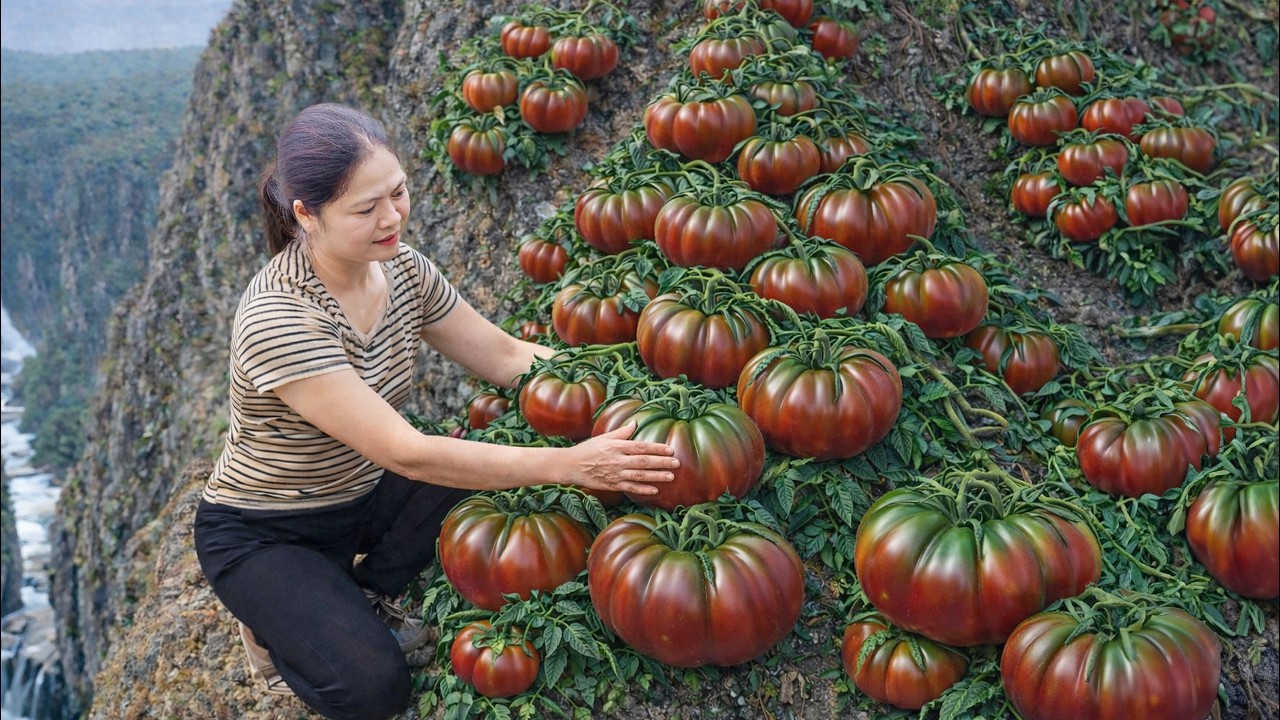 Harvesting Rare Mountain Tomatoes To Sell | Natural High Mountain Tomatoes With Intense Taste