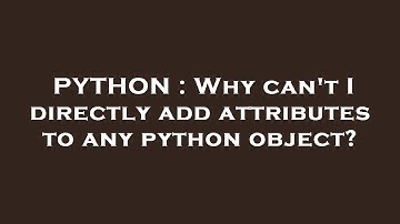 PYTHON : Why can