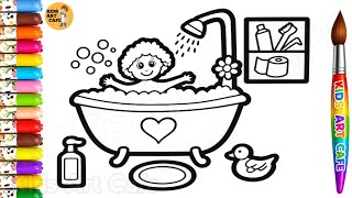 Princess Bathroom Drawing and Coloring for Kids & Toddlers | Easy & SimpleDrawing