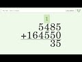 Long Addition Solve 5485 164550 Step By Step Solution Long Addition Solve 5485 164550 Step By Step Solution