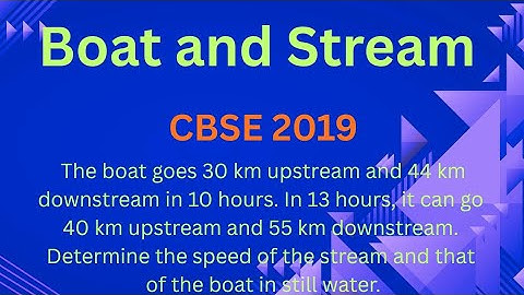 Boat And Stream Problem CBSE 2019 | Pair Of Linear Equations In Two Variables