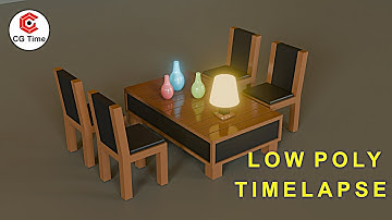 Low-Poly Blender Timelapse | Table, Chair, Vase & Lamp | CGTIME
