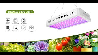 KOSCHEAL 2000W grow lights for indoor plants with VEG\/BLOOM switch and support daisy chain.