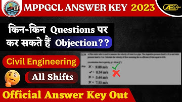MPPGCL Exam 2023 - Questions for Objection | Official Answer Key Out | All Shift | Civil Engineering