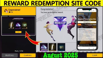 9 August Rewards Redemption Website Redeem Code Free Fire Max India Cup 2025 Redeem Today