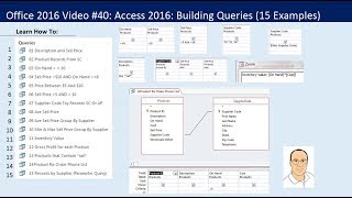 office 2016 video 40 access 2016 building queries in access 15 examples
