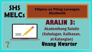 Aralin 3: Akademikong Sulatin (Kahulgan, Kalikasan, at Katangian) SHS Grade 11 & 12 MELCs