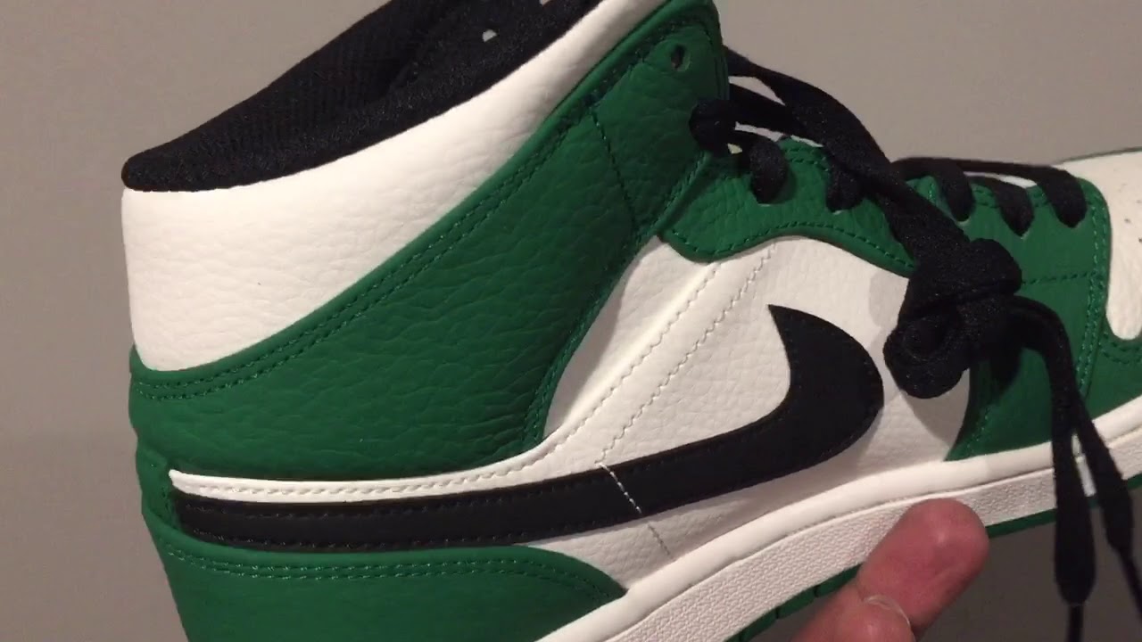 Quick Look At The Air Jordan 1 Mid Green & Alternate Think 16 - YouTube