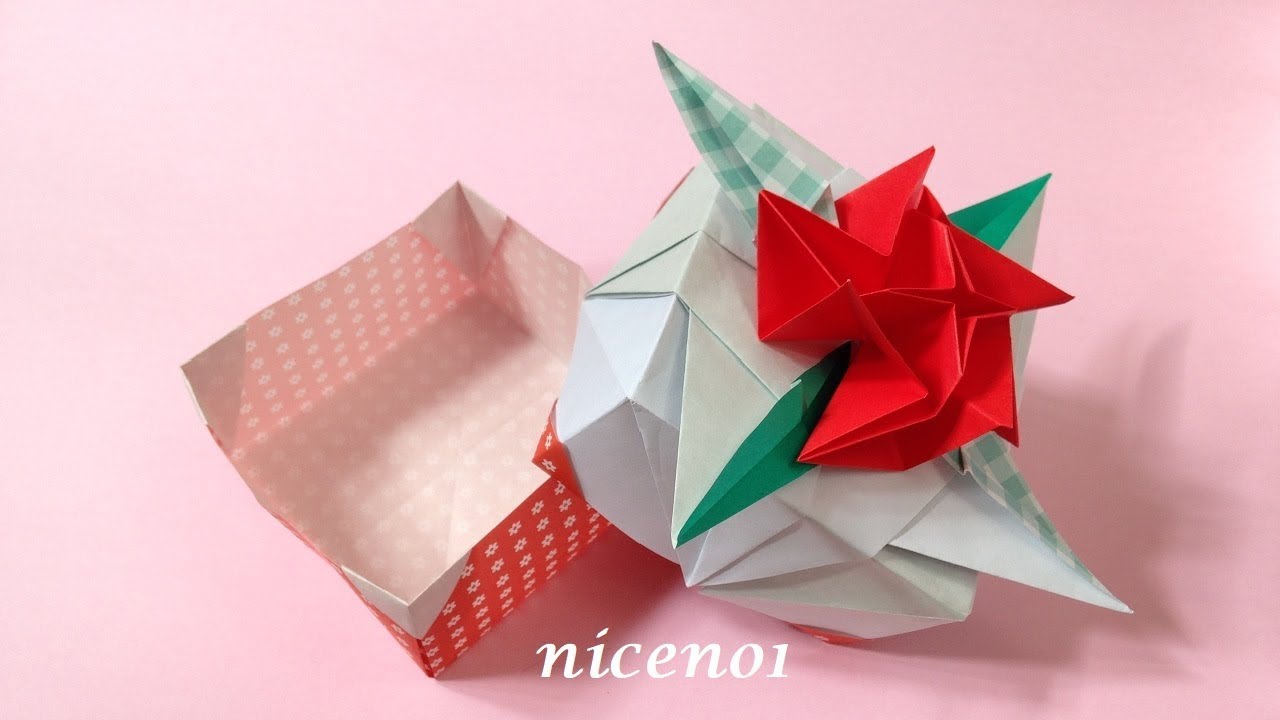 折り紙 カーネーションの花の箱 折り方 Origami Flower Carnation box