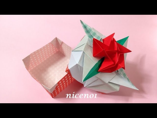 折り紙 カーネーションの花の箱 折り方 Origami Flower