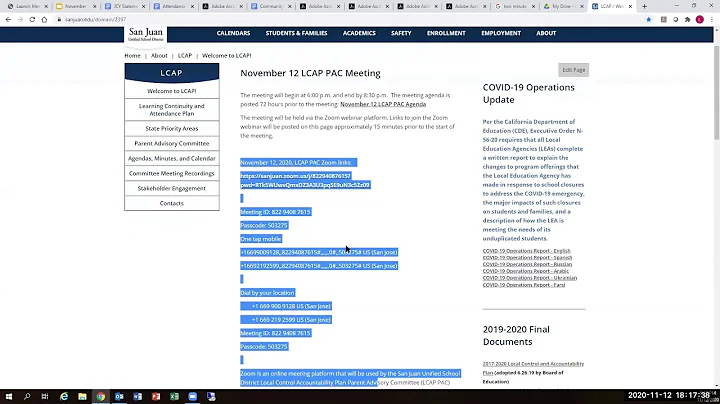 November 12, LCAP PAC Meeting