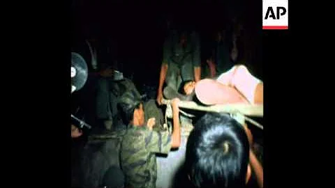 SYND 1-4-74 WOUNDED CAMBODIAN SOLDIERS ARRIVE BY BOAT