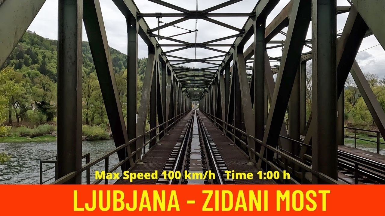 Cab ride on Slovenia's  train from Ljubljana to Zidani Most (Slovenia) train driver's view 4K