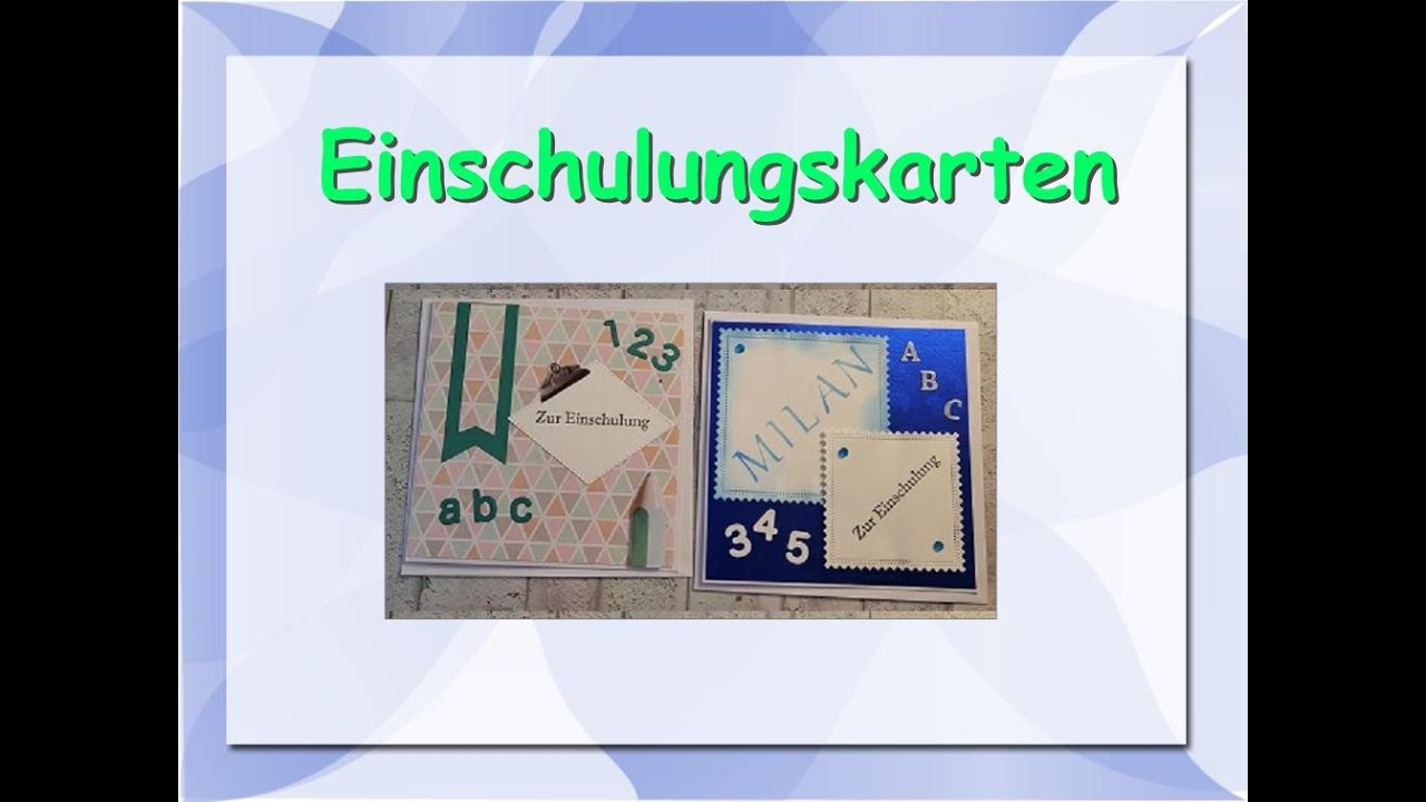 2 Einschulungskarten basteln 15x15 cm - überwiegend #action Material