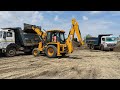 JCB Backhoe Leveling Farm and Loading Truck in Front Loader