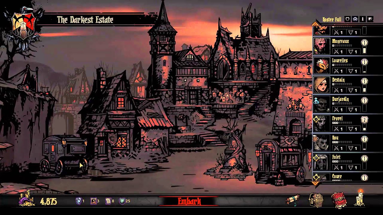 Исследование руин в игре Darkest Dungeon