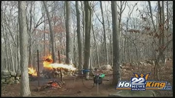 Flamethrower attached to a drone used to cook a turkey