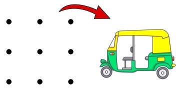 Auto Rickshaw रिक्षा Drawing चित्र From 9 Dots डॉट्स से आसानीसे बनाना सिंखे  drawing easy 2022