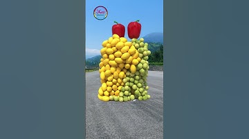Create humanoid fruit and vegetable characters stand up, walk and collide...