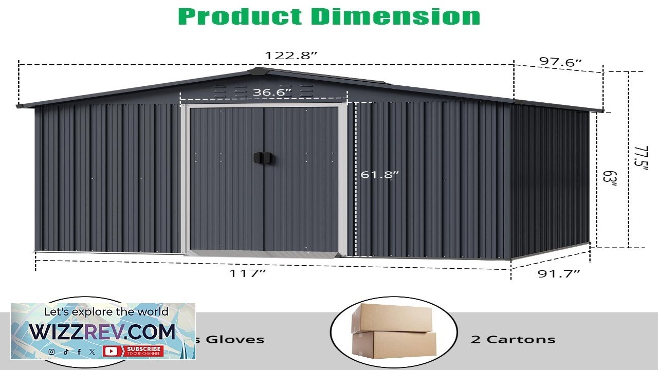 Garvee 10' x 8' Metal Storage Shed for Outdoor Steel Utility Tool