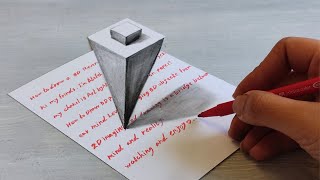 easy drawing on paper | how to draw a 3D reverse pyramid