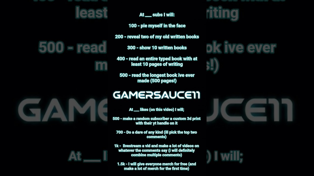 what I will do for likes and subs (ignore the 500 subs one)