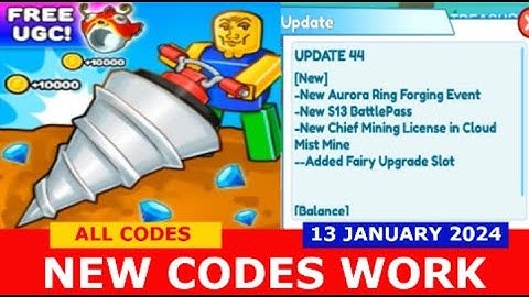 *NEW UPDATE CODES* [UPD!!!] Clicker Mining Simulator ROBLOX | ALL CODES | JANUARY 13, 2024