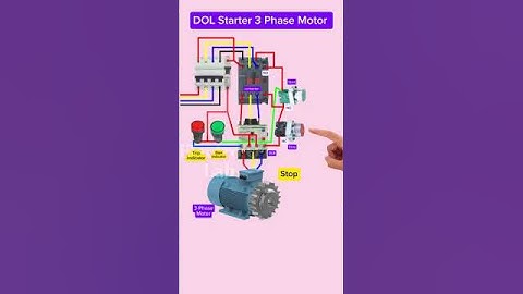DOL Starter of 3 phase Motor | using contactor+overload Relay+Indicator #shorts #tech  #motor