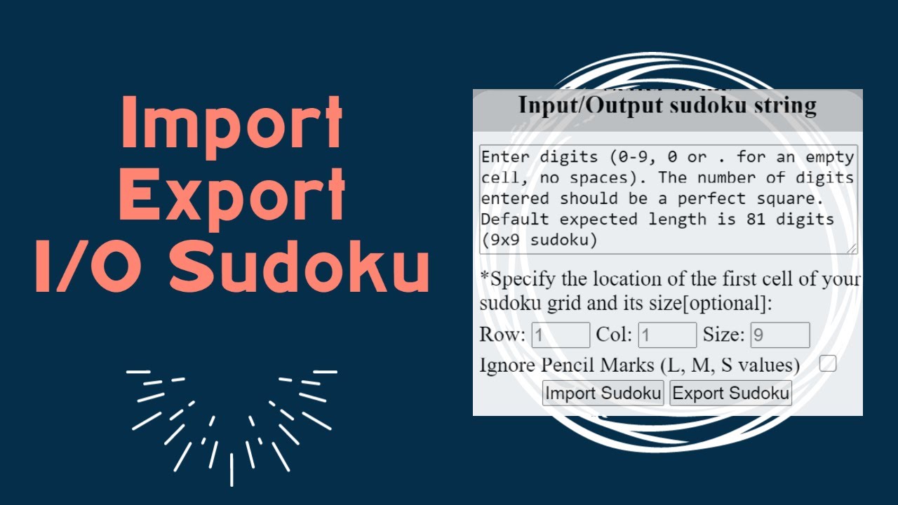 Import And Export Sudoku I O Sudoku In Penpa penpa edit YouTube