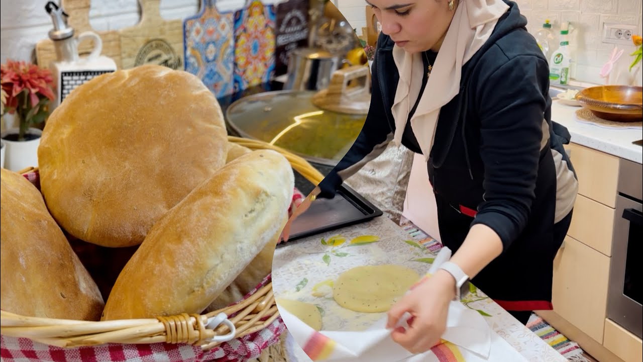 عديت صبحية معاكم في الكوجينة - طقس شتوي متاع ركشة- عملت خبز دياري عربي و مريقة فاوحة تعمل الكيف 