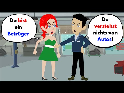 Deutsch lernen | Automechaniker versuchen, eine Frau zu betrügen | Wortschatz und wichtige Verben