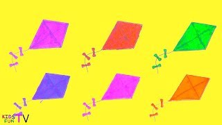 Learn Colors And How To Draw Kite Coloring Pages  For Kids Learning