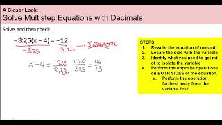 5.14A Part 2 - Solve Multistep Equations with Decimals