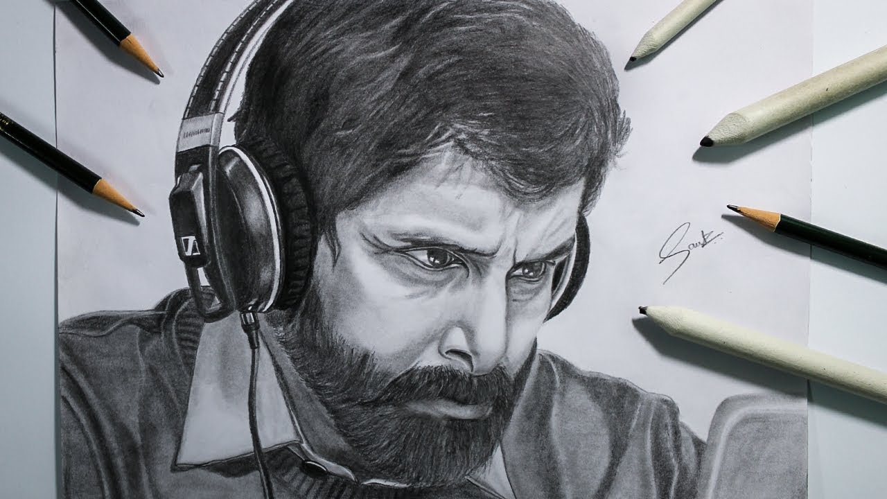 Dhruva Natchathiram Vikram Drawing Pencil Sketch YouTube