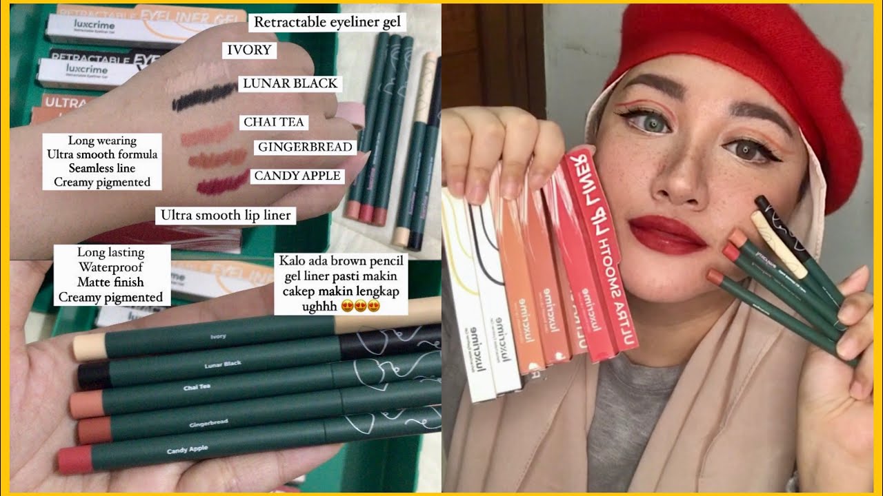 LUXCRIME Retractable Eyeliner Gel & Ultra Smooth Lip Liner Review & Swatch DienDiana YouTube